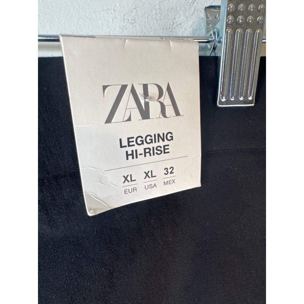 ZARA Black XL High-Rise Leggings With Ankle Zippers Comfy New - Picture 10 of 13